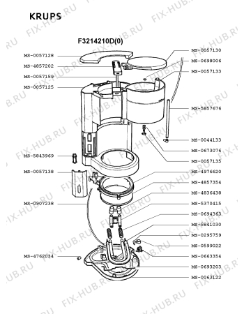 Взрыв-схема кофеварки (кофемашины) Krups F3214210D(0) - Схема узла HP001812.5P2