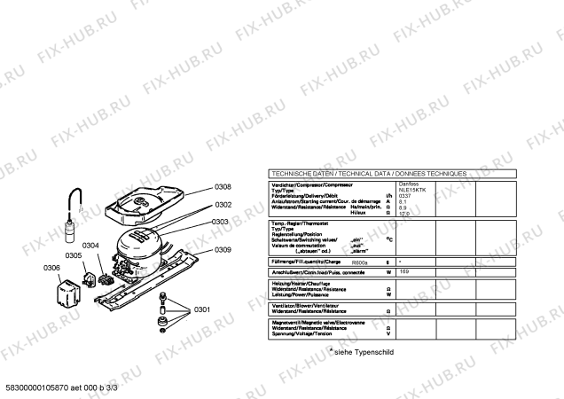 Схема №1 GS23U20NE с изображением Компрессор для холодильника Bosch 00142162