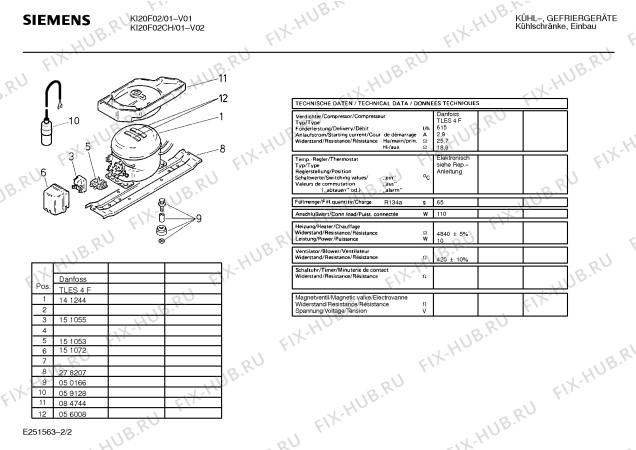 Взрыв-схема холодильника Siemens KI20F02CH - Схема узла 02