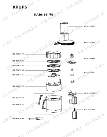 Схема №2 KA801141/70 с изображением Элемент корпуса для кухонного комбайна Krups MS-4A02522