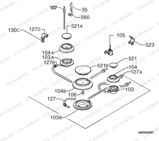 Взрыв-схема плиты (духовки) Zanussi ZXL66ITX - Схема узла Functional parts 267