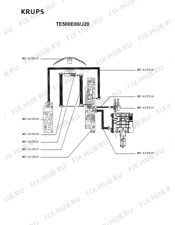 Взрыв-схема чайника (термопота) Krups TE500E00/J20 - Схема узла JP005268.7P3
