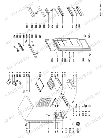 Схема №1 KR 355 PURE A++IO с изображением Элемент корпуса для холодильника Whirlpool 480131100512