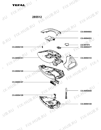 Взрыв-схема утюга (парогенератора) Tefal 285512 - Схема узла 285512DE.__2