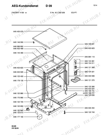 Взрыв-схема посудомоечной машины Aeg FAV4159-W  ML - Схема узла Housing 001