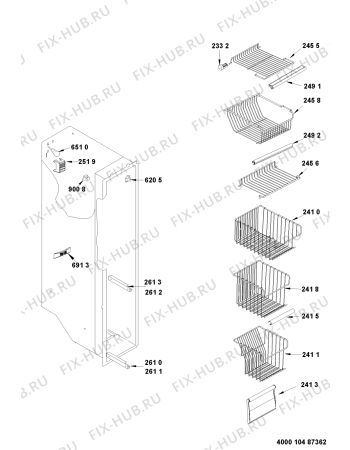Схема №5 WSE 2930 W с изображением Элемент корпуса для холодильной камеры Whirlpool 481050301881
