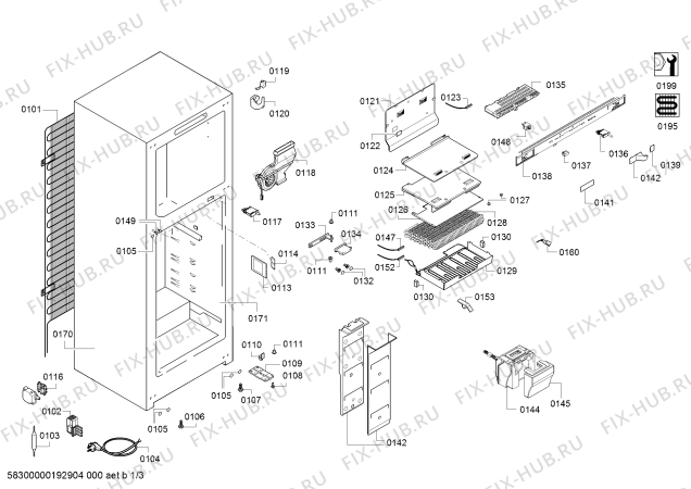 Схема №1 KD46NAI30N с изображением Тэн оттайки для холодильной камеры Bosch 00708528