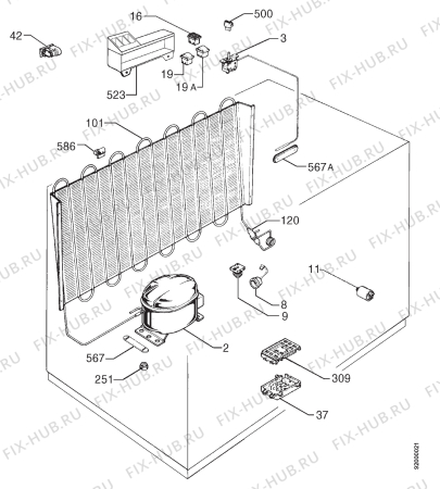 Взрыв-схема холодильника Zanussi ZCF250ML - Схема узла Refrigerator cooling system