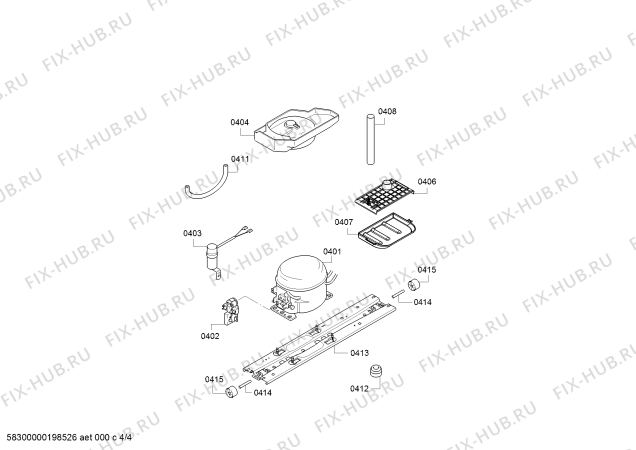 Взрыв-схема холодильника Bosch KGN39XW36G, Bosch - Схема узла 04