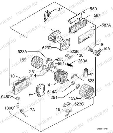 Взрыв-схема сушильной машины Privileg 852955_20403 - Схема узла Electrical equipment 268