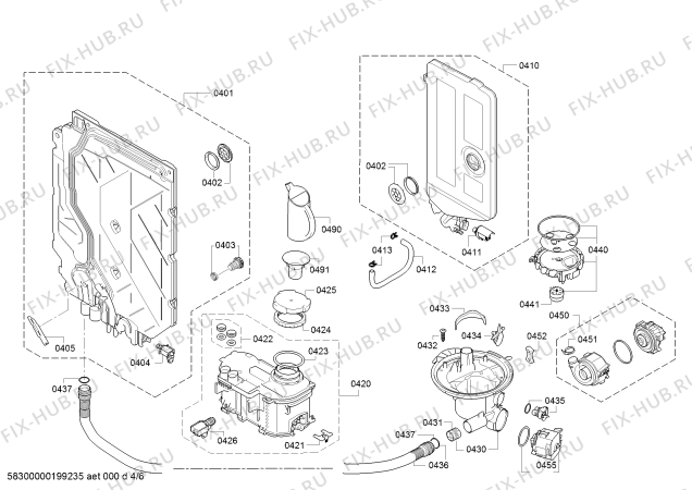 Взрыв-схема посудомоечной машины Bosch SMI46KS00E SilencePlus - Схема узла 04
