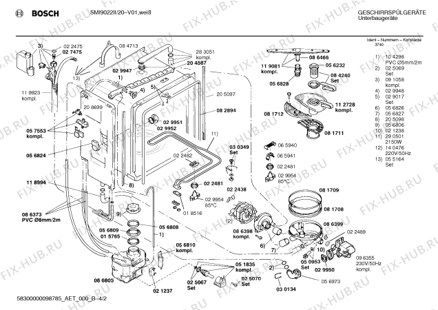 Схема №1 SMI9022CH SMI9022 с изображением Вкладыш в панель для посудомойки Bosch 00087984