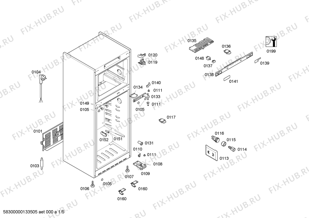 Схема №3 KDN49A40 с изображением Дверь морозильной камеры для холодильника Bosch 00479881