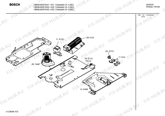 Схема №2 HBN64S0FN с изображением Инструкция по эксплуатации для плиты (духовки) Bosch 00527778