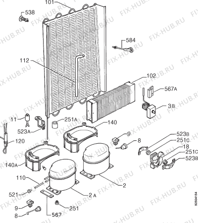 Взрыв-схема холодильника Privileg 002901 7 - Схема узла Cooling system 017