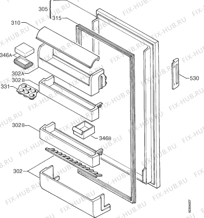 Взрыв-схема холодильника Rex RF30A - Схема узла Door 003