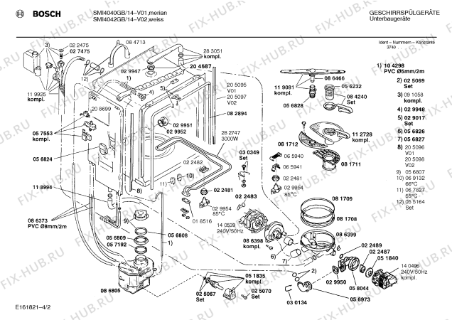Схема №2 SMI4040GB с изображением Панель для электропосудомоечной машины Bosch 00286610