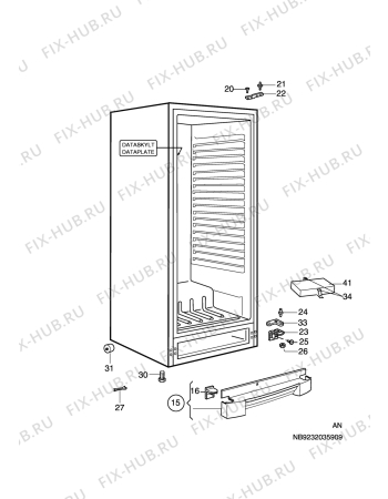 Взрыв-схема холодильника Electrolux ERC3116 - Схема узла C10 Cabinet