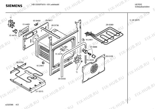 Схема №3 HB13350FN с изображением Инструкция по эксплуатации для плиты (духовки) Siemens 00520866