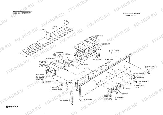 Взрыв-схема плиты (духовки) Bosch 0750192071 EH680EM - Схема узла 03
