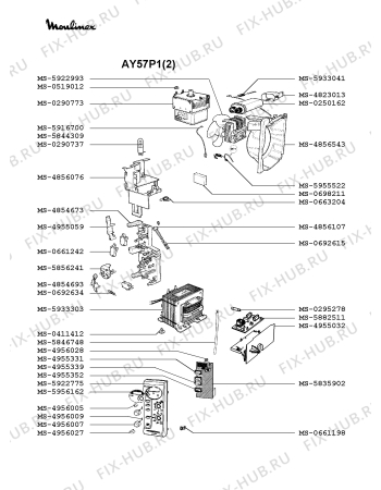 Взрыв-схема микроволновой печи Moulinex AY57P1(2) - Схема узла NP002065.1P2