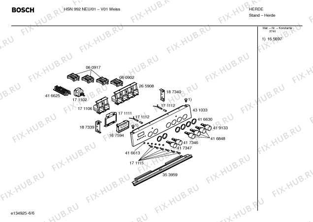Взрыв-схема плиты (духовки) Bosch HSN992NEU - Схема узла 06