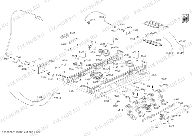 Взрыв-схема плиты (духовки) Bosch HSG75I30SC HSG75I30SC Cocina a gas Bosch Inox - Схема узла 05