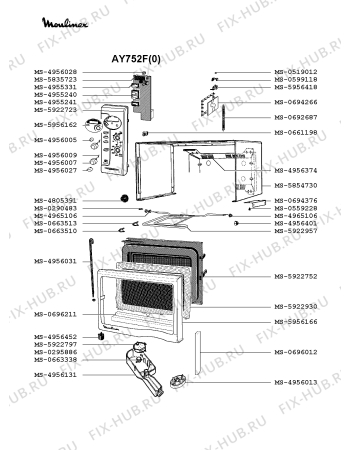 Взрыв-схема микроволновой печи Moulinex AY752F(0) - Схема узла RP002303.1P2