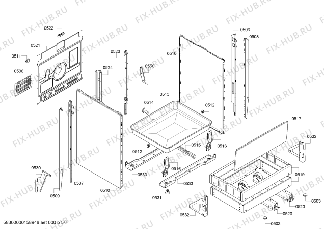 Взрыв-схема плиты (духовки) Bosch HCE852321U - Схема узла 05