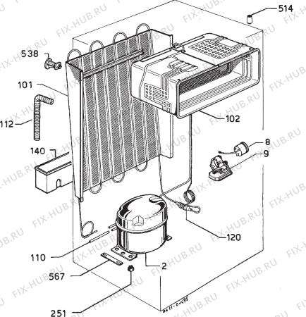 Взрыв-схема холодильника No Brand K26 - Схема узла Cooling system 017