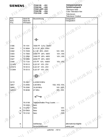 Взрыв-схема телевизора Siemens FC301L6FF - Схема узла 14