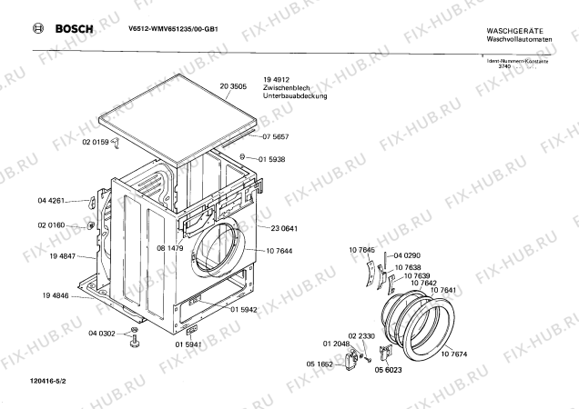 Взрыв-схема стиральной машины Bosch WMV651235 V6512 - Схема узла 02