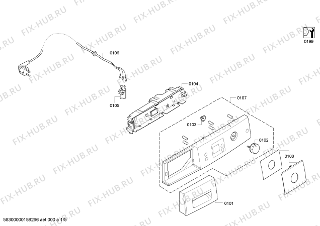 Схема №1 WTS86583SN с изображением Панель управления для сушильной машины Bosch 00705905