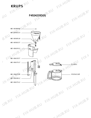 Взрыв-схема кофеварки (кофемашины) Krups F4524235D(0) - Схема узла VP001828.3P2