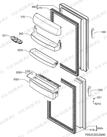 Взрыв-схема холодильника Zanussi ZRB934EW - Схема узла Door 003