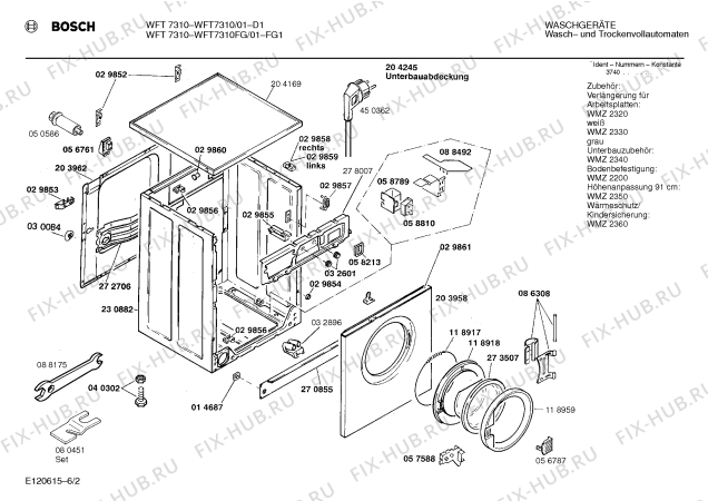 Взрыв-схема стиральной машины Bosch WFT7310 - Схема узла 02