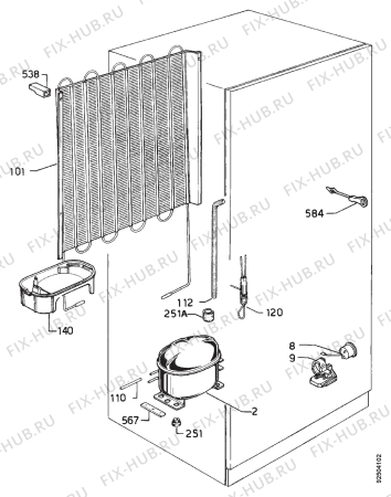 Взрыв-схема холодильника Faure FRC298J - Схема узла Cooling system 017