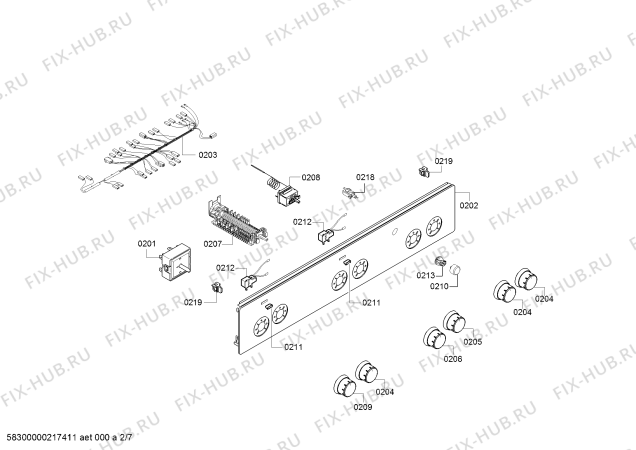 Взрыв-схема плиты (духовки) Bosch HXA050F50Q - Схема узла 02