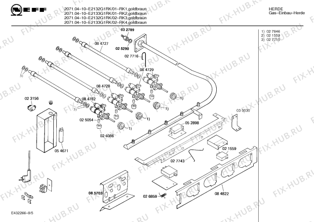 Схема №4 E2132G2GB 2071.04-10 с изображением Планка для плиты (духовки) Bosch 00282319