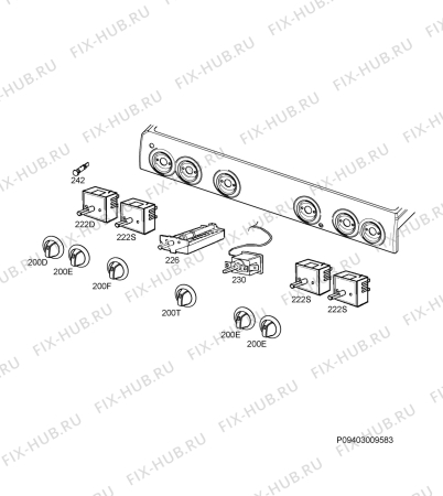 Взрыв-схема плиты (духовки) Electrolux EKC60053W - Схема узла Command panel 037