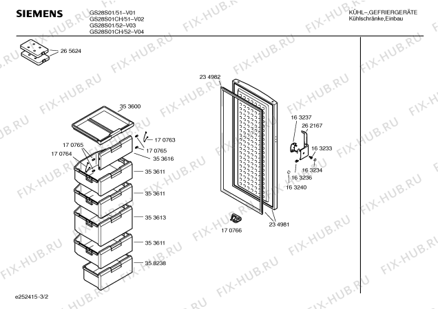 Взрыв-схема холодильника Siemens GS28S01CH - Схема узла 02