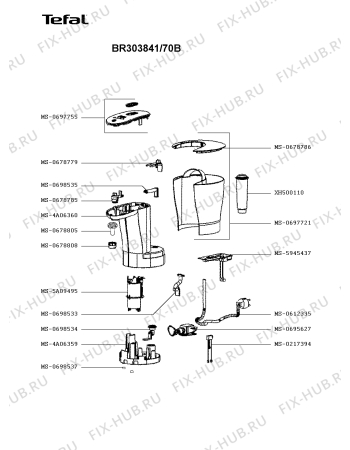 Схема №1 BR303841/70B с изображением Микромодуль для электрочайника Tefal MS-5945437