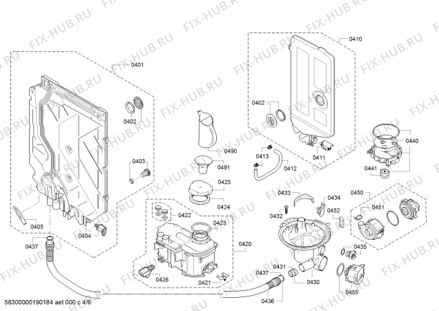 Взрыв-схема посудомоечной машины Bosch SMS58L68EU, SuperSilence - Схема узла 04