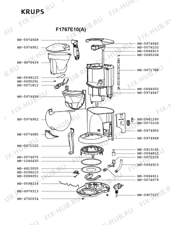 Взрыв-схема кофеварки (кофемашины) Krups F1767E10(A) - Схема узла OP001618.8P2