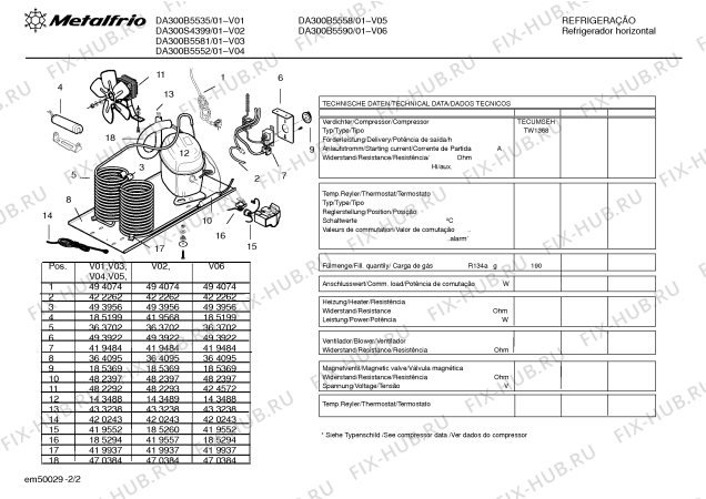 Взрыв-схема холодильника Metalfrio DA300B5558 - Схема узла 02