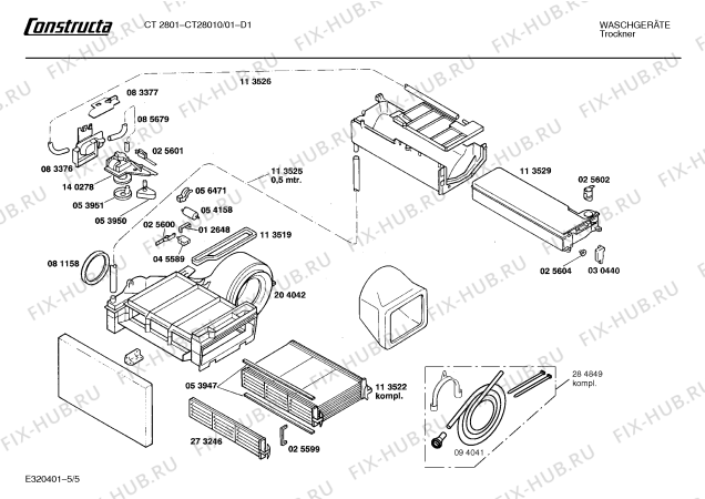 Взрыв-схема сушильной машины Constructa CT28010 CT2801 - Схема узла 05