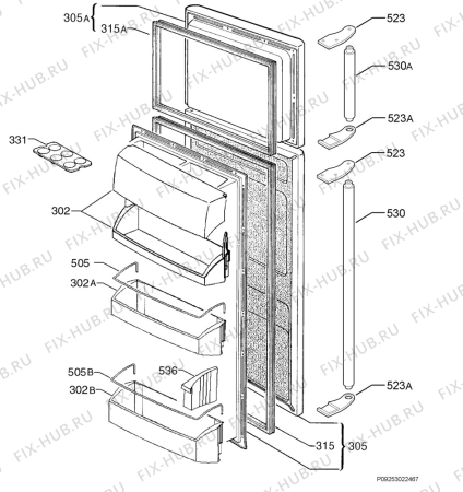 Взрыв-схема холодильника Aeg Electrolux S71338DT18 - Схема узла Door 003