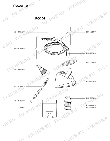 Взрыв-схема пылесоса Rowenta RO354 - Схема узла AP001034.2P2
