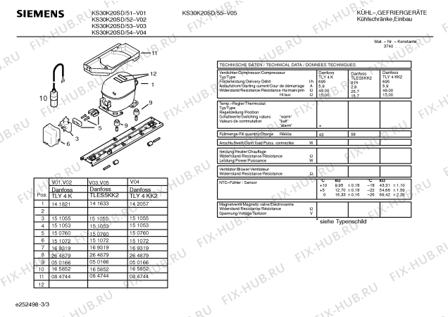 Взрыв-схема холодильника Siemens KS30K20SD - Схема узла 03