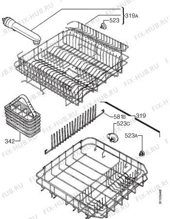 Взрыв-схема посудомоечной машины Elektro Helios DWS 5718 - Схема узла Basket 160
